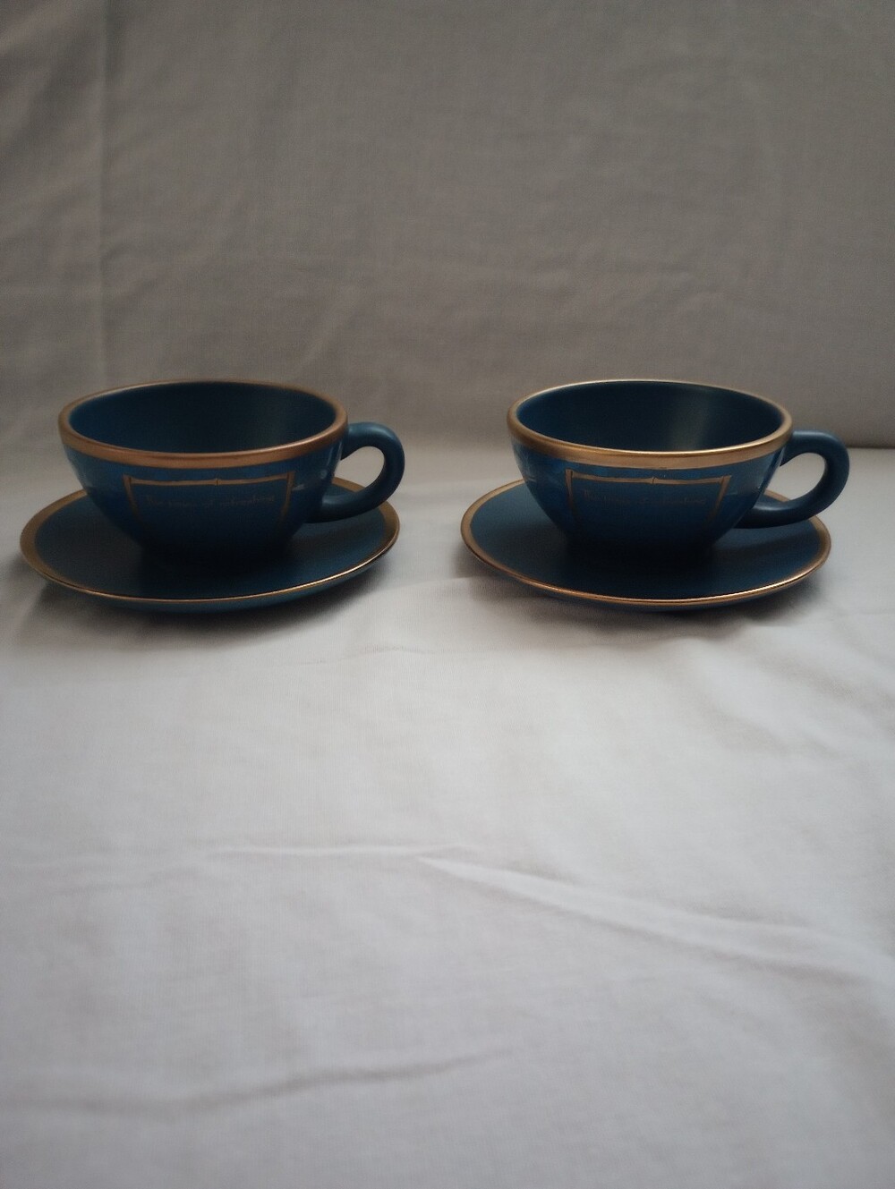 DaySpring Bible Verse Blue With Gold Trim Cup & Saucer Sets-Set Of 2